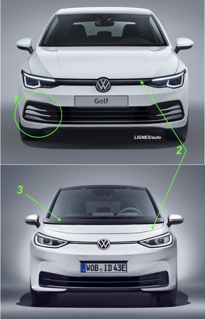 Logo VW noir de centre de face arrière pour VW Golf 2 restylée (08
